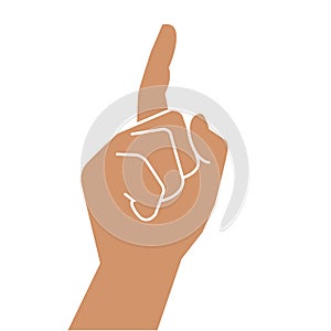 Hand gesture with a raised index finger