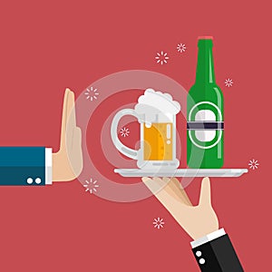 Hand gesture rejection a glass of beer