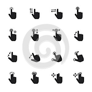 Hand Gesture. Set of Signs and Symbols Vector Illustration Color Icons Flat Style.