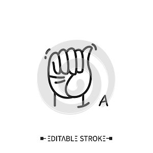 Hand gesture showing A letter line icon