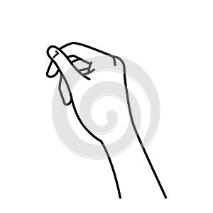 Hand gesture,  side view, wrist, holding, monochrome line illustration