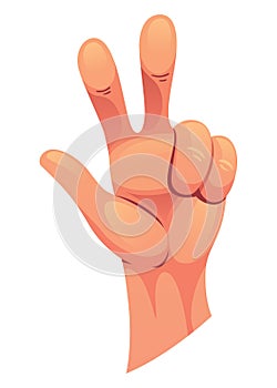 Hand gesture sign fist arm, isolated icon. Finger counting. Sign language. Realistic human hand, sign. Vector graphic