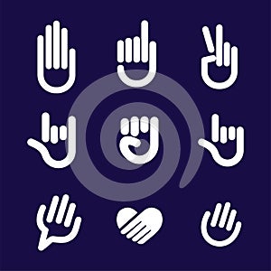 Hand Gesture Sign Set. Vector Line Icons Clip Art collection
