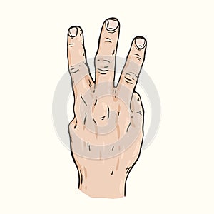 Hand gesture Three fingers