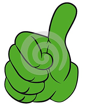 Hand gesture with thumb up.