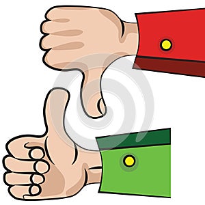 Hand gesture with thumb up.