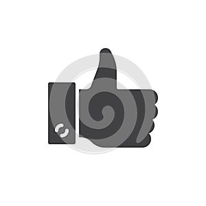 Hand gesture thumbs up icon vector, filled flat sign, solid pictogram isolated on white.