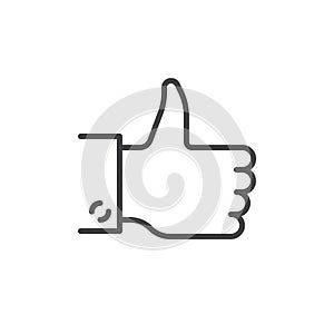 Hand gesture thumbs up line icon, outline vector sign, linear style pictogram isolated on white.