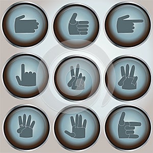 Hand Gesture Web Button and Icon Set