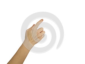 Hand gesture woman isolated touchpad