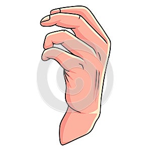 Hand gesture. Woman's hand. Hand gestures. Cartoon style.