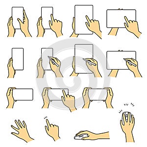 Hand gestures 03, smartphone, tablet PC, vector file set