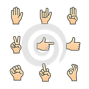 Hand gestures Color Vector Icons