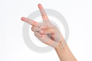 Hand gestures compared to Numbers on white background