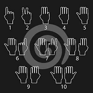 Hand gestures line icons set. Vector