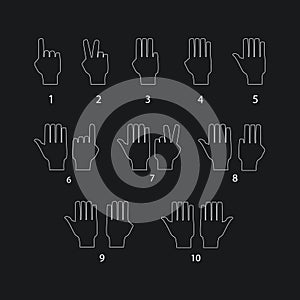 Hand gestures line icons set. Vector