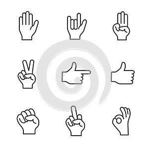 Hand gestures Outline vector icons