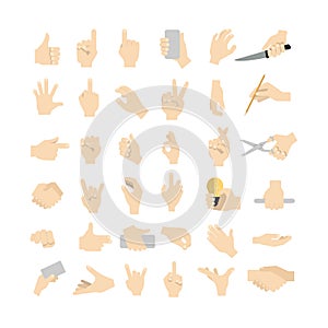Hand gestures set.