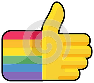 Hand gesturing like painted lgbtqi colors vector photo