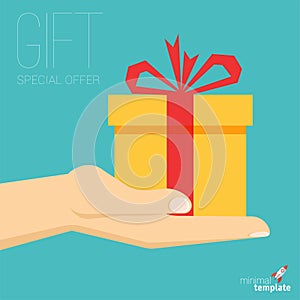 hand with gift box icon
