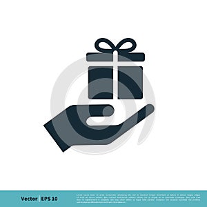 Hand and Gift Box Icon Vector Logo Template Illustration Design. Vector EPS 10