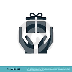 Hand and Gift Box Icon Vector Logo Template Illustration Design. Vector EPS 10