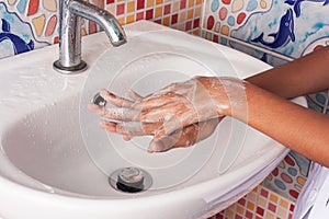 Hand girl washing hand