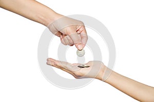 Hand give money