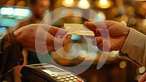 Handing Over a Credit Card. AI generated photo
