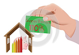 Hand that gives superbonus to the energy-sustainable home photo