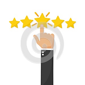 Hand giving five star rating, Feedback concept