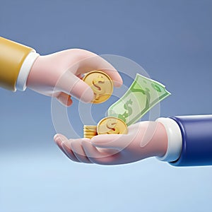 hand giving money for investment in the future Generative AI