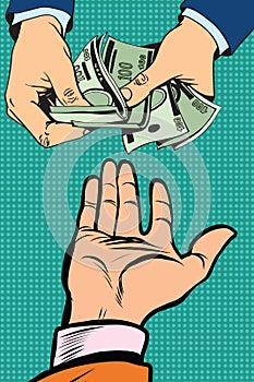 Hand giving money photo