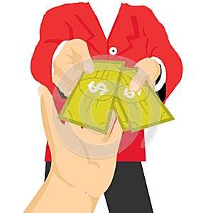 Hand giving money vector image