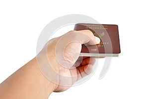 Hand giving passport