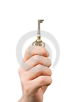 Hand giving retro key