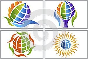 Hand globe logos