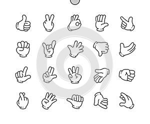 Hand glove gesture. Cartoon comic hands