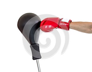 Hand in glove punch a punching ball