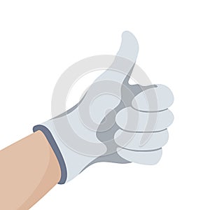 Hand in glove with thumb up vector illustration flat