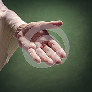 Hand of God reaching out resurrection and rebirth background