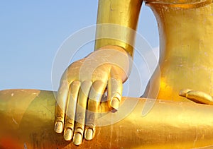 Hand of golden buddha image