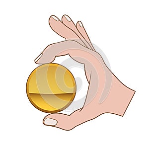 Hand with golden coin
