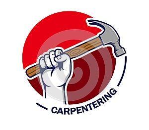 Hand grab hammer carpentering badge