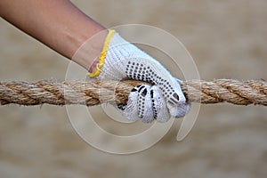 Hand Grabbing On Rope In Tug Of War