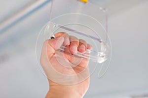 Hand grabing a handrail