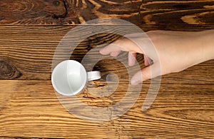 Hand Grabs Cup, Hands Reaching Empty Cup, Coffee Mug, Teacup, Hot Beverage Mockup, Cup in Arms