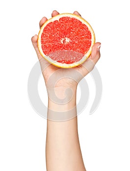 Hand with grapefruit