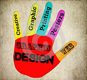 Hand graphic Design sign retro