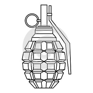 Hand grenade, bomb explosion icon, outline style